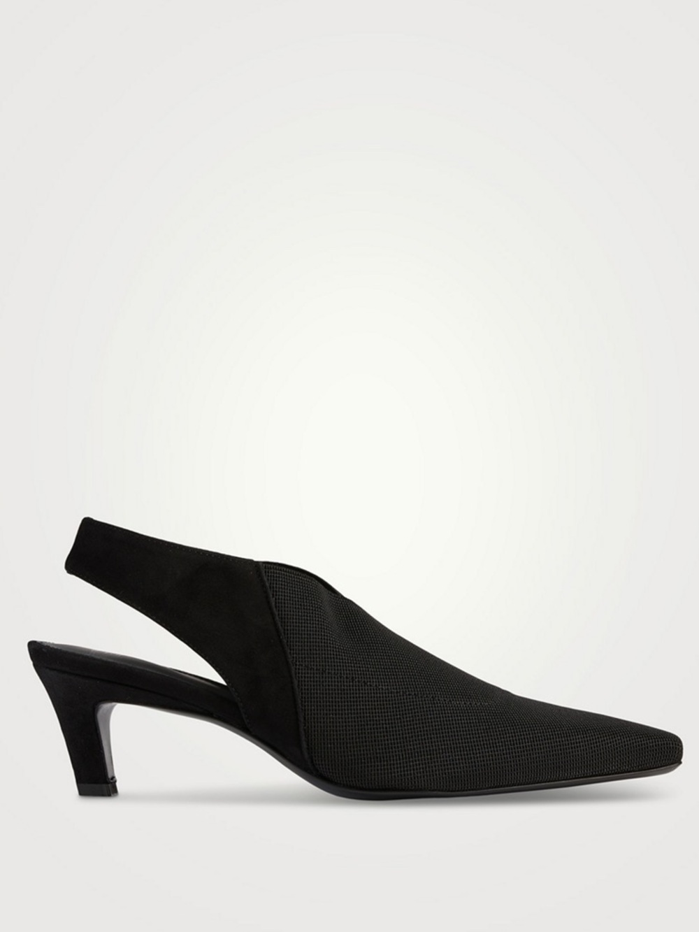 NWT TOTEME The Mid-Heel Black Elastic Suede Trim Square Toe Slingback Pumps 37 - Picture 3 of 17